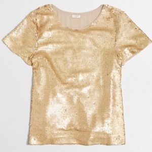 J Crew Matte Gold Sequin Top